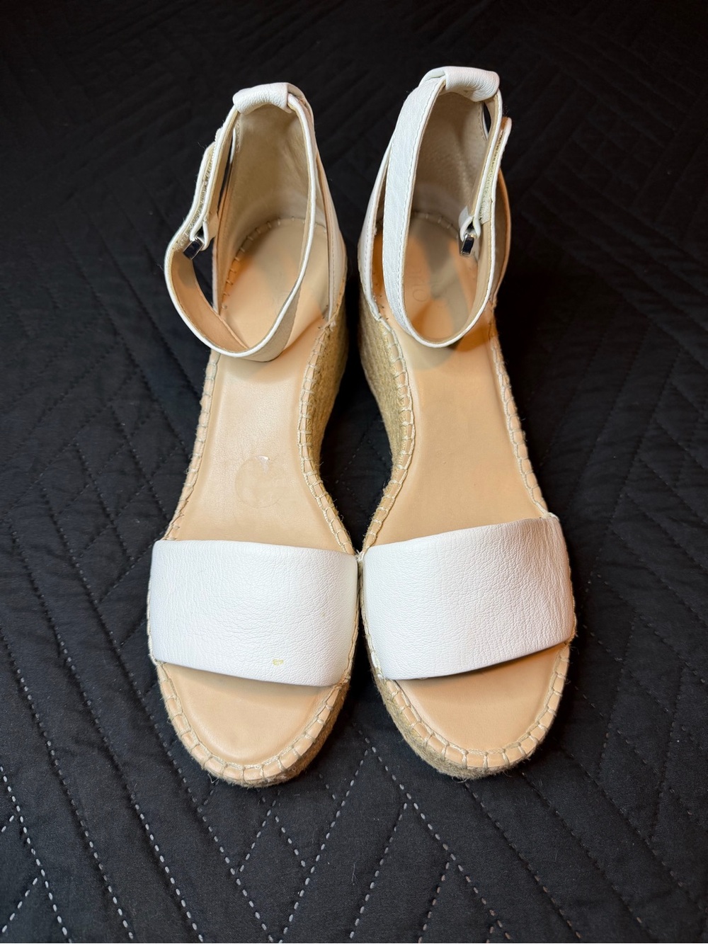 Franco Sarto White Espadrille Wedge Ankle-Strap Sandals